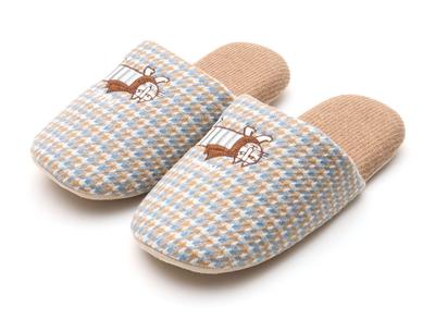 LISA LARSON Lisa Larson Houndstooth Scarf Mikey Slippers Houndstooth Pattern Nordic Style Lisa Larson Room Shoes for Men and [Cute Women] (Blue, M)