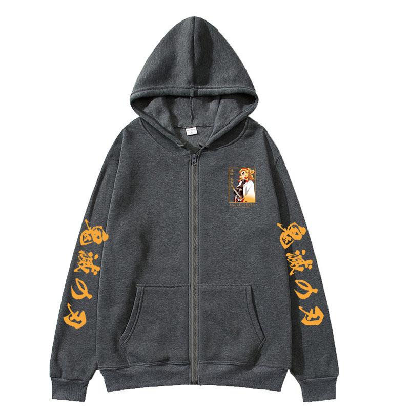 

Женская толстовка с длинными рукавами в стиле аниме «Убийца демонов», толстовка на молнии, женская толстовка Kyojuro Rengoku, зимняя уличная одежда 3XL