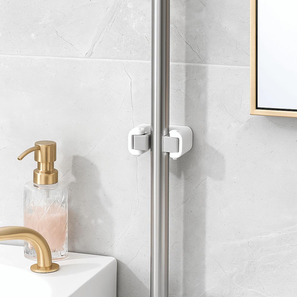 Plastic Mop Clip Hanging Mop Broom Holder Bathroom Hook Mop Storage Clips Rack Wall Mounted