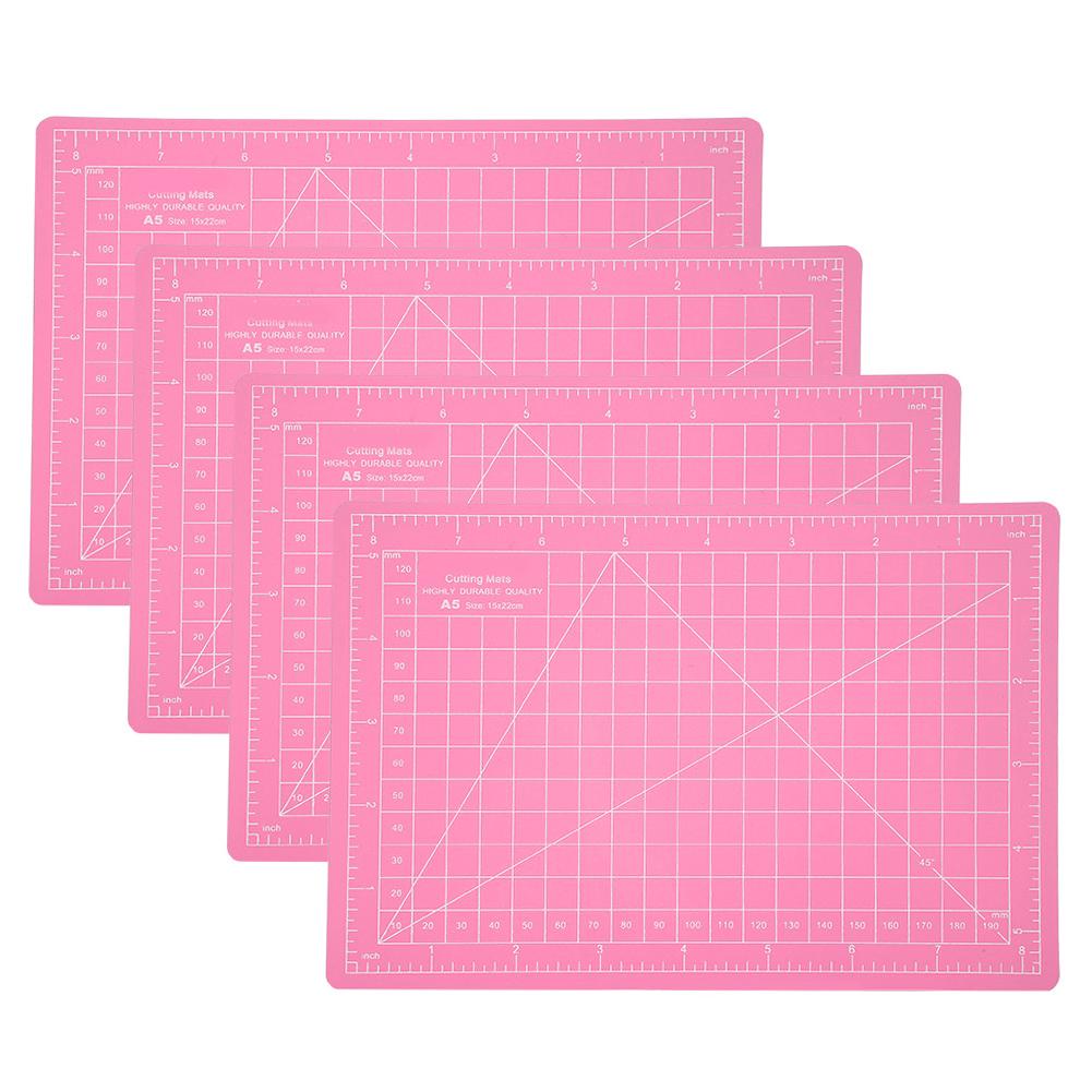 4 szt. Mata do cięcia A5 Różowa PVC Model Podkładka do cięcia Rękodzieło Papier Rzeźbienie Grawerowanie Skala