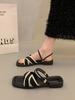 French fairy style flat bottom two wearing sandals female summer fashion with skirt temperament popular versatile Roman cool slippers