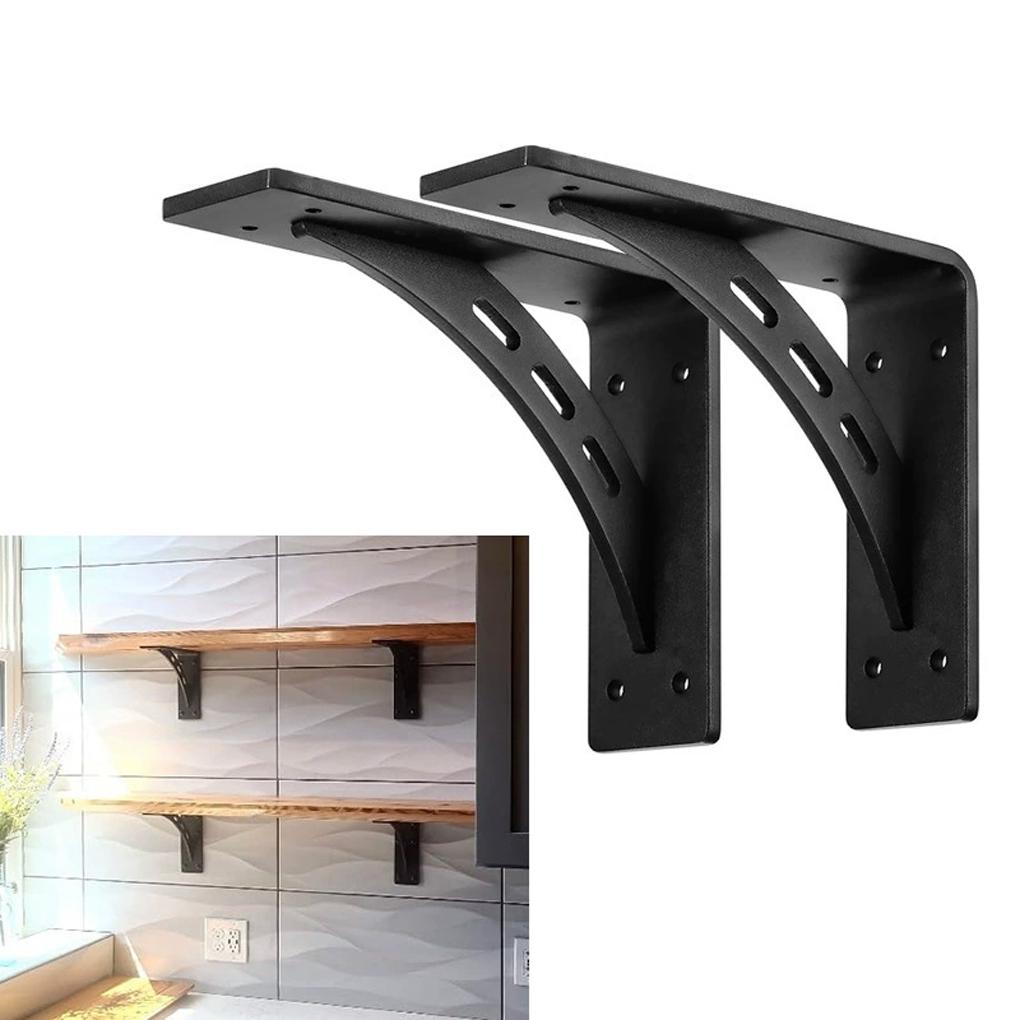 2 Piece Brackets, Corner Wall-Mounted Sturdy And Strong Load-Bearing Capacity, Suitable for Kitchens, Workshops, Black