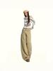 2025 Khaki Loose Straight-Leg Workwear Jeans - New American Design
