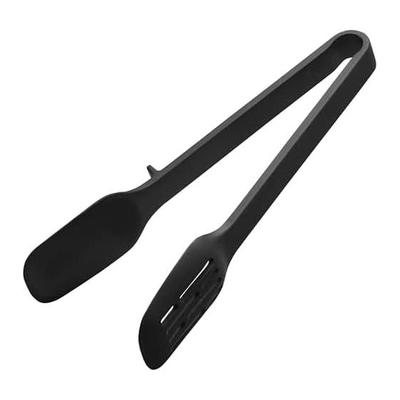 Jitsugyo 5194 Silicone Spoon Tongs Black Approx. W10XD4.5XH22cm Tower with Slit On One Side Can Cut Juice