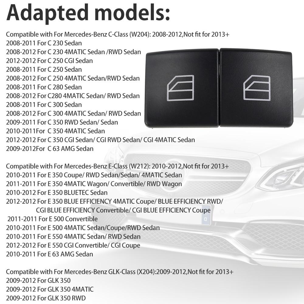 2Pcs Window Switch Button Cover for Mercedes-Benz C-Class (W204) 2008-2012 for Mercedes-Benz E-Class (W212) 2010-2012 Car Parts