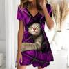 Sommer Mode Damen V-Ausschnitt Kurzarm Winter Schnee Motiv Kleid Sex Kurzer Rock Kleider Weihnachten Limitierte Auflage