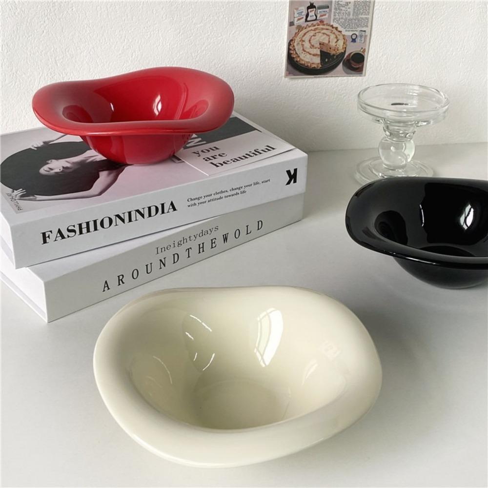 Solid Color Dessert Bowl Irregular Fruit Bowl Creative Wavy Salad Bowl  Afternoon Tea