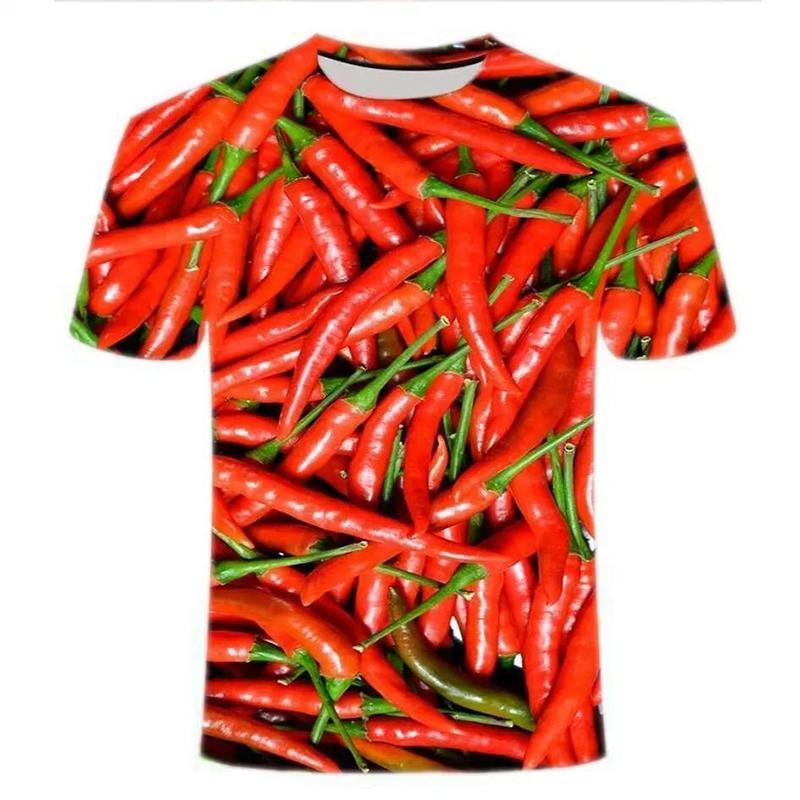 Chili Gemüse 3D Druck T-Shirt Streetwear Herren Damen Sommer Kurzarm T-Shirts Oversized Harajuku T-Shirts Tops Kinderbekleidung