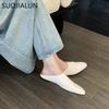 Fashion SUOJIALUN 2025 Autumn Women Slipper Ladies Round Toe Slip On Ladies Casual Mules Shoes Flat Heel Outdoor Dress Sandal Shoes