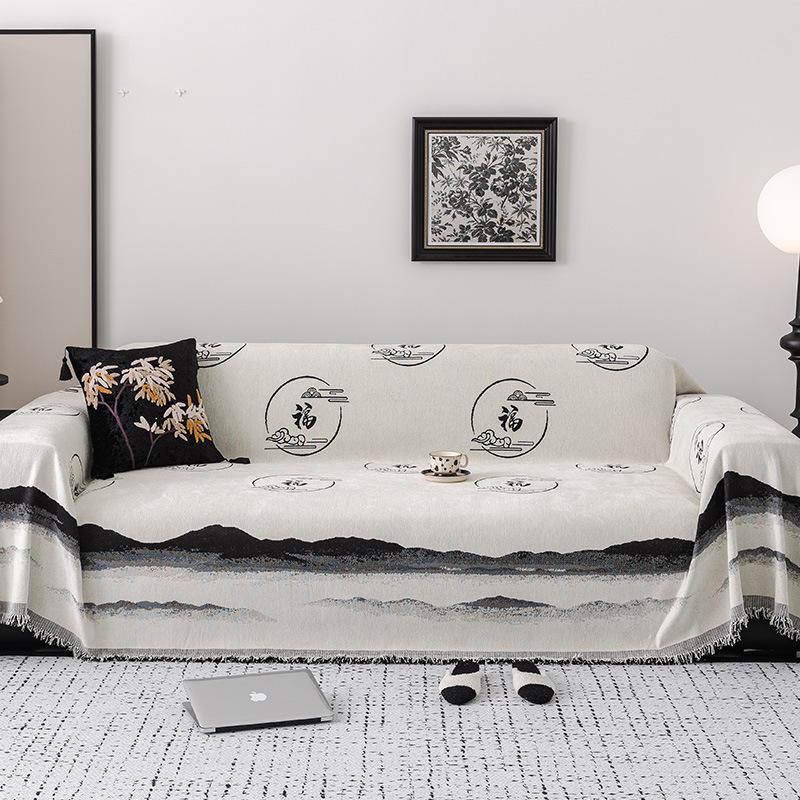 

Скандинавское высококачественное полотенце для дивана из синели, чехол для дивана с персонажем Fu, ткань для четырех сезонов, универсальный чехол для дивана с полным покрытием 180*130cm