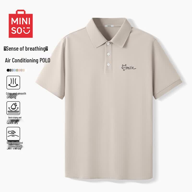 MINISO Men s Summer Quick-Dry Casual Short-Sleeve Polo Shirt L