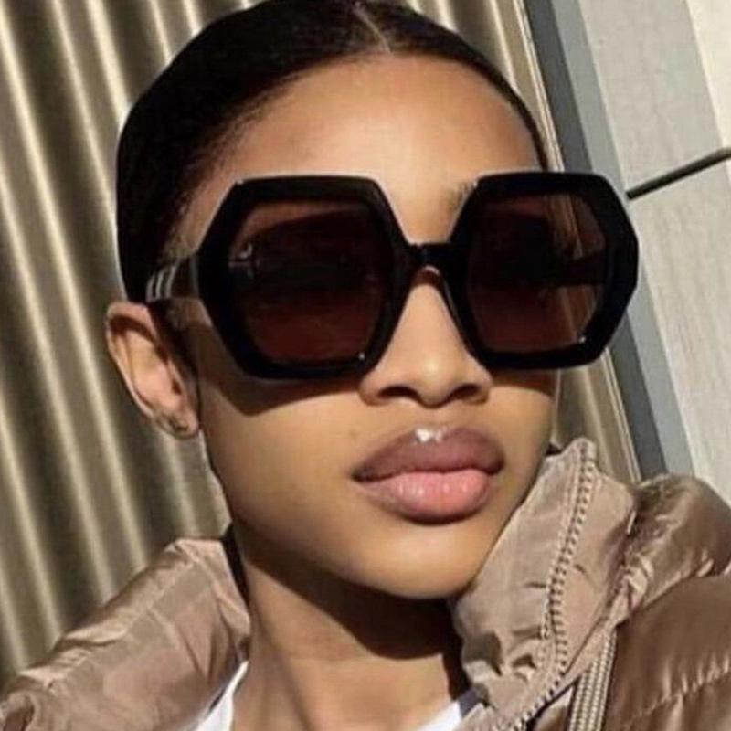 Oversized Hexagon Sunglasses Women Men Trendy Luxury Designer Sun Glasses Vintage Punk Sexy Big Frame Shades
