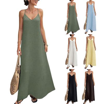 Ärmelloses Maxikleid für Damen Lässiger Lockere Passform Langes Sommerkleid Sommerkleider für Damen UK Damen Sommerkleider UK