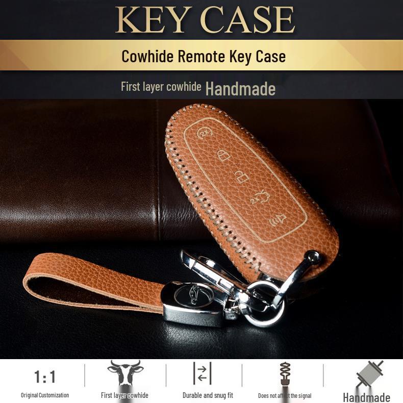 Genuine Leather Key Cover for Ford Edge/Explorer