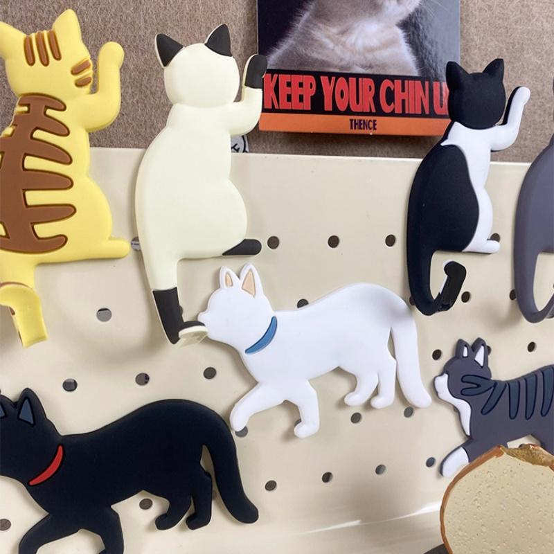 Creative Cute Kitten Hook Fridge Magnets Ginger Cats Siamese Cat Iron Gate Home Decoration Multi-Functional Animals Gifts