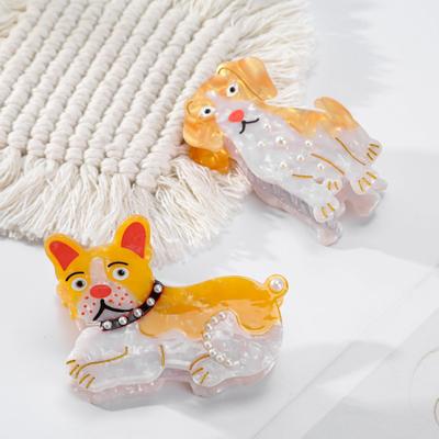 Haarspange Karton Hund Form Essigsäure Hinterkopf Haarkralle Anti-Rutsch Zähne Leicht Farbecht Groß Haarkralle für Haare Haaraccessoires