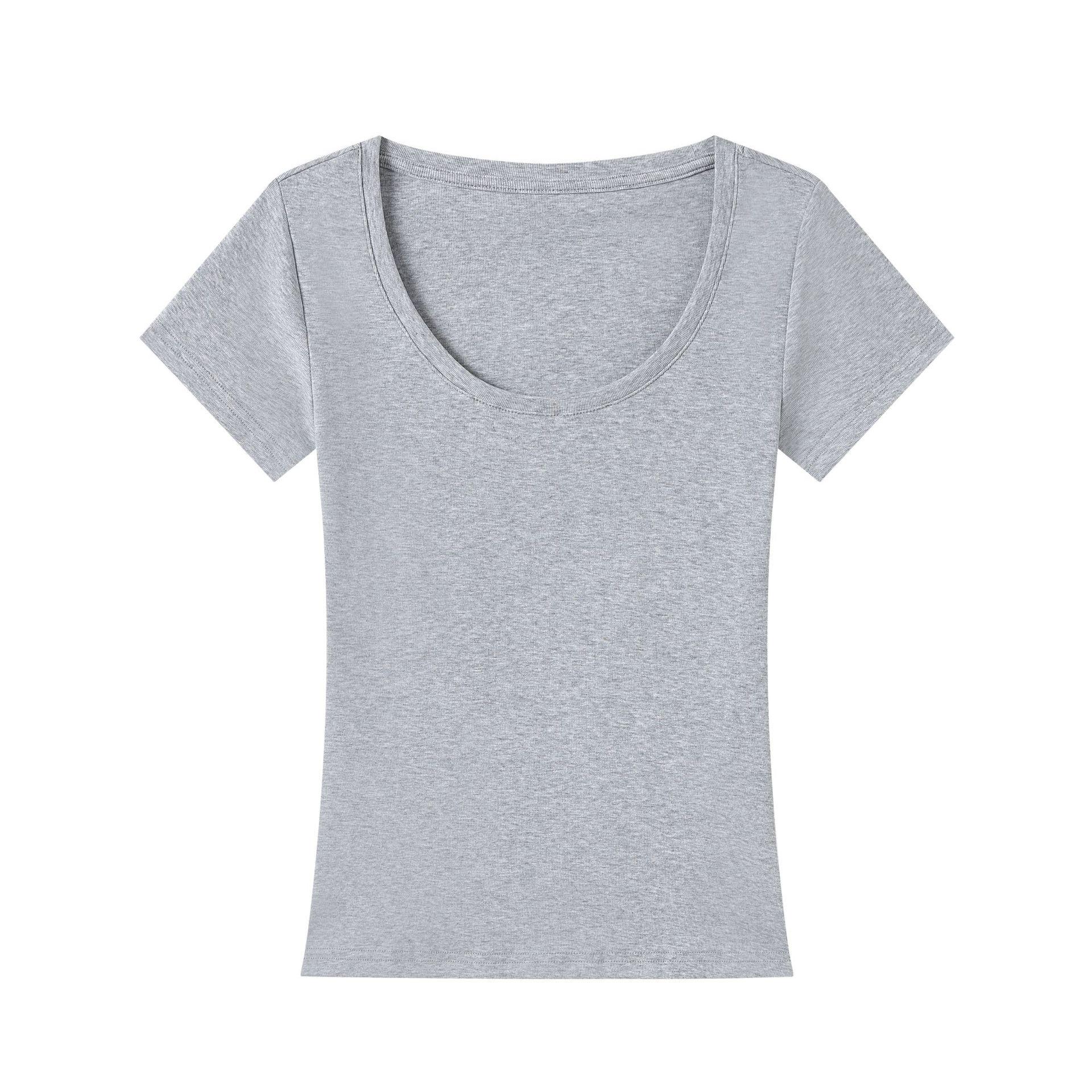 

In-Stock Basic Solid Color Women s Slim-Fit American-Style T-Shirt Extra Small