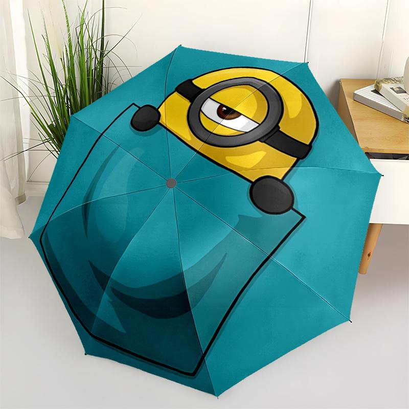 1pz Ombrello Pieghevole Portatile Minion da Tasca con Apertura/Chiusura Automatica e Struttura a 8 Stecche per Donna/Uomo, Uso Stagione Unica a0901046