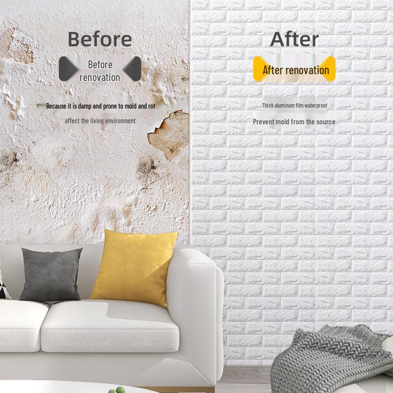 Samoprzylepne wodoodporne naklejki ścienne 3D imitujące cegłę piankową - Dekoracyjna osłona odporna na wilgoć