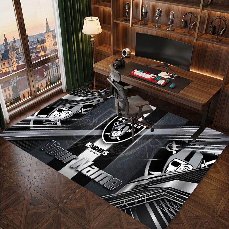 Tappeto in Cristallo Vellutato Personalizzato Las Vegas Raiders, Tappeto Morbido Antiscivolo con Testo Nome Personalizzato per Soggiorno Camera da Letto