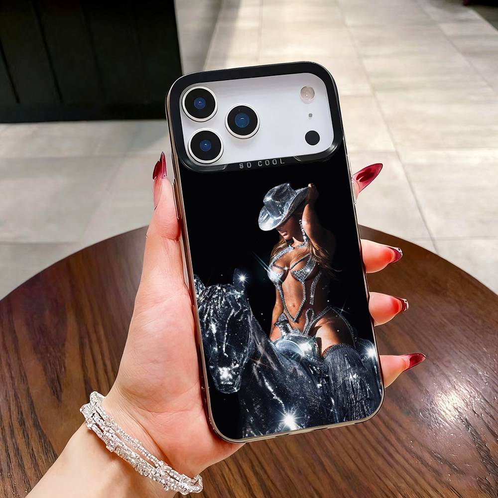 C-Carter Cowboy B-BEYONCE  Case For iPhone 16,15,14,17,13,12,11,Mini,Pro,SE,XS,MAX,Air,Black Matte Silicone Cover