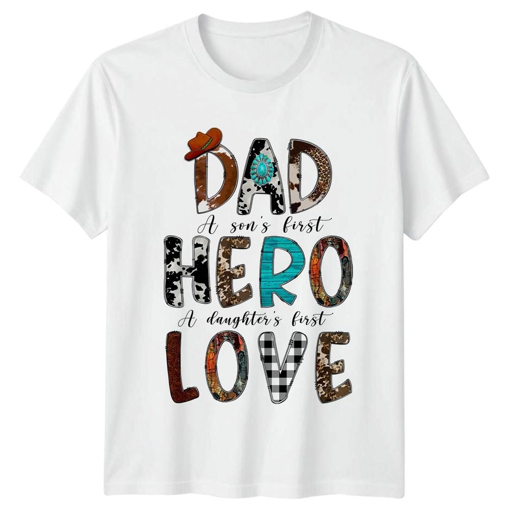Dad A Sons First Hero Unisexs TShirt Western Turquoise Dad Family S