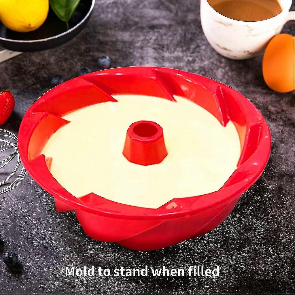 2 Pack Silicone Bundt Cake Pan, Fluted Pound Jello Baking Molds, 9.5'' Non-stick Round Tube Cake Pan Mold For Jello, Buntcake, Gelatin, Bread, Birthda