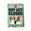 Vintage Beagle Dog Guard Metal Sign 8x12 – Rustic Turquoise Warning Plaque for Pets, Farm, Home, Café.