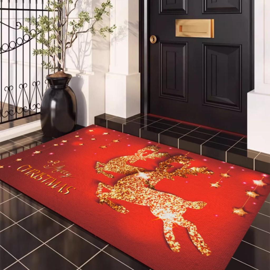 Merry Christmas Santa Claus Snowman Carpet Party Living Room Sofa Bedroom Bedside Study Entrance Door Rug Non-slip Decor Mat