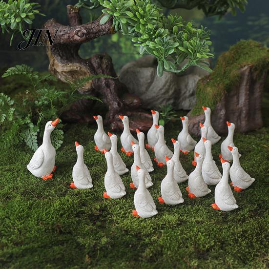 Miniature Garden Animal Set Realistic Goose Ornament, Resin Figurine, Statue Detailed Statues for Outdoor Micro Landscape Bonsai Patio Decor