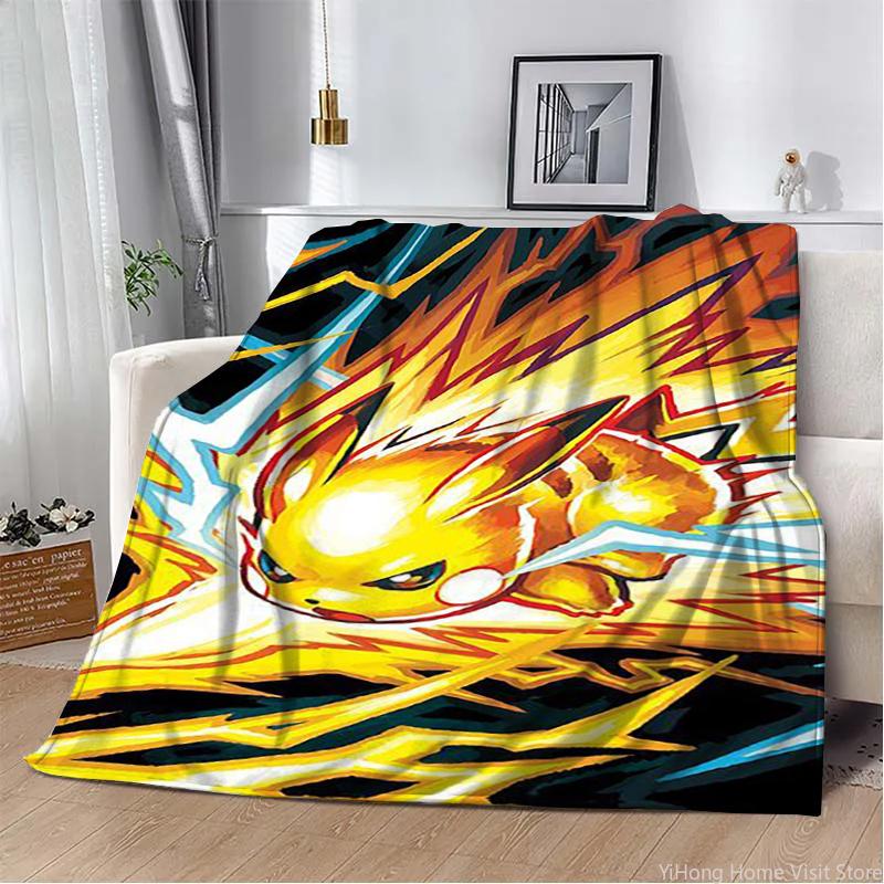 3D Printing Pokemon Anime Cute Cartoon Blanket Fluffy Children and Adults Sofa Plush Bedspread Throw Lunch Blanket for Sofa Bed