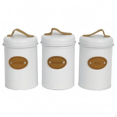 3 Stück Kaffee- und Zucker-Teedosen Zylindrische Behälter Dicht schließende Deckel Eisen