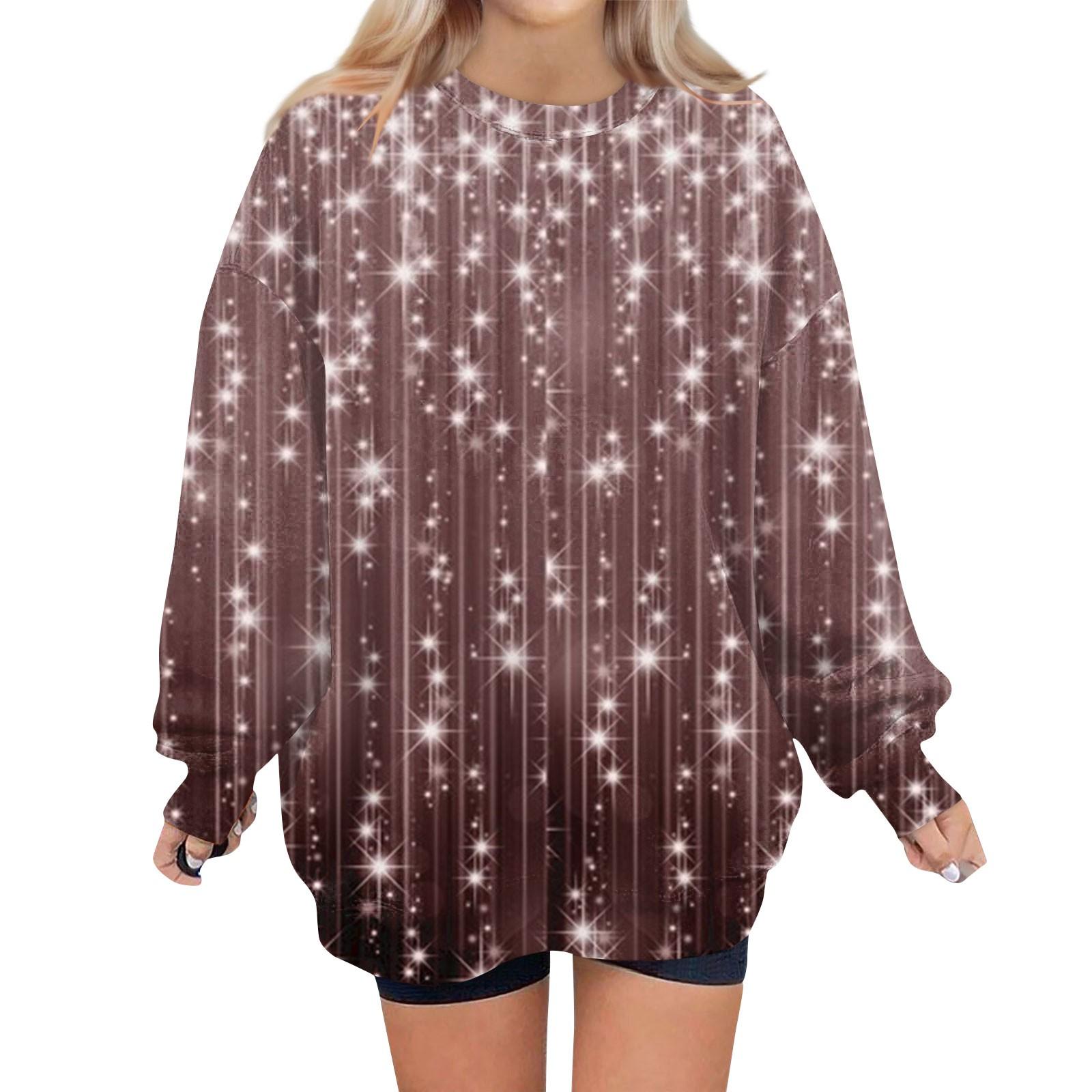 Женский свитер с круглым вырезом и длинными рукавами с рождественским принтом — фото 8