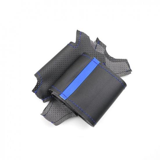 DIY Black-blue Line Steering Wheel Leather Cover For Infiniti QX80 2014-