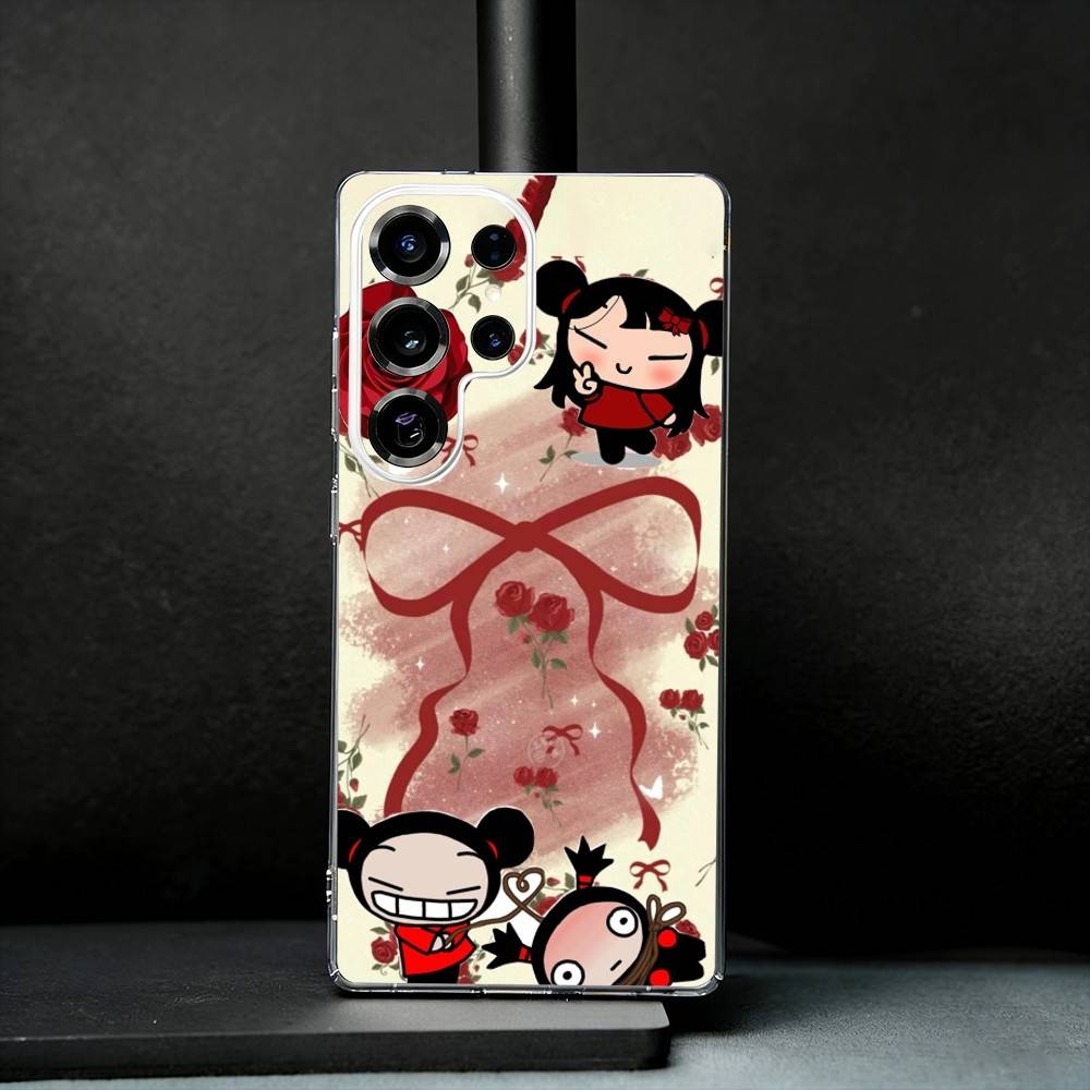 Chinese Doll Pucca And Garu Phone Case For Samsung S25,S24,S21,S22,S23,S30,Ultra,S20,Plus,Fe,Note,10,9,5G Transparent Cover