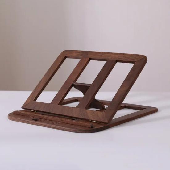 Adjustable Laptop Stand Wooden Foldable Computer Riser with Ventilation Slots Load-bearing Computer Holder Desk Organizer for Home Office Student Use