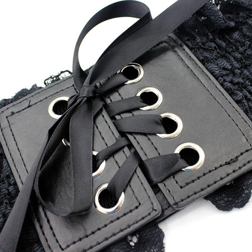 Adjustable Wide Belt PU Leather Waist Corset Punk Elastic Cummerbunds  Girl