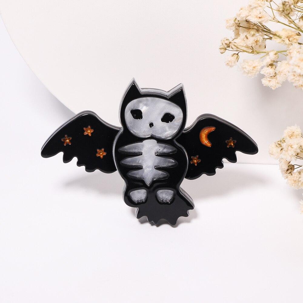 Blucome Alfileres de seguridad hechos a mano, broches de búho personalizados para Halloween, Pin de solapa para bolso, insignia de Animal de dibujos animados, regalo de joyería para niños y amigos