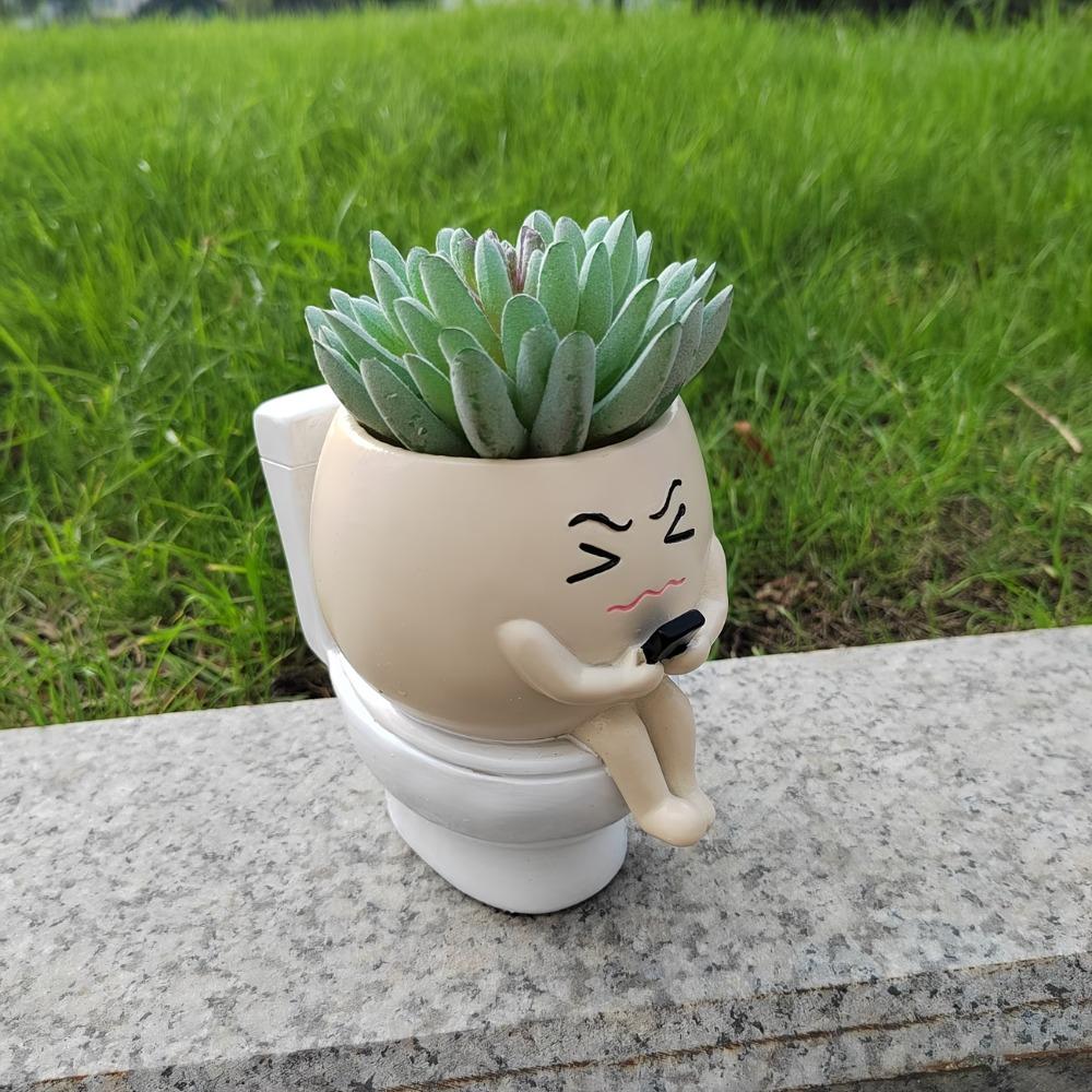 Cartoon Flower Planter Resin Plant Cultivation Pot Table Decor Plant Growing Container Office