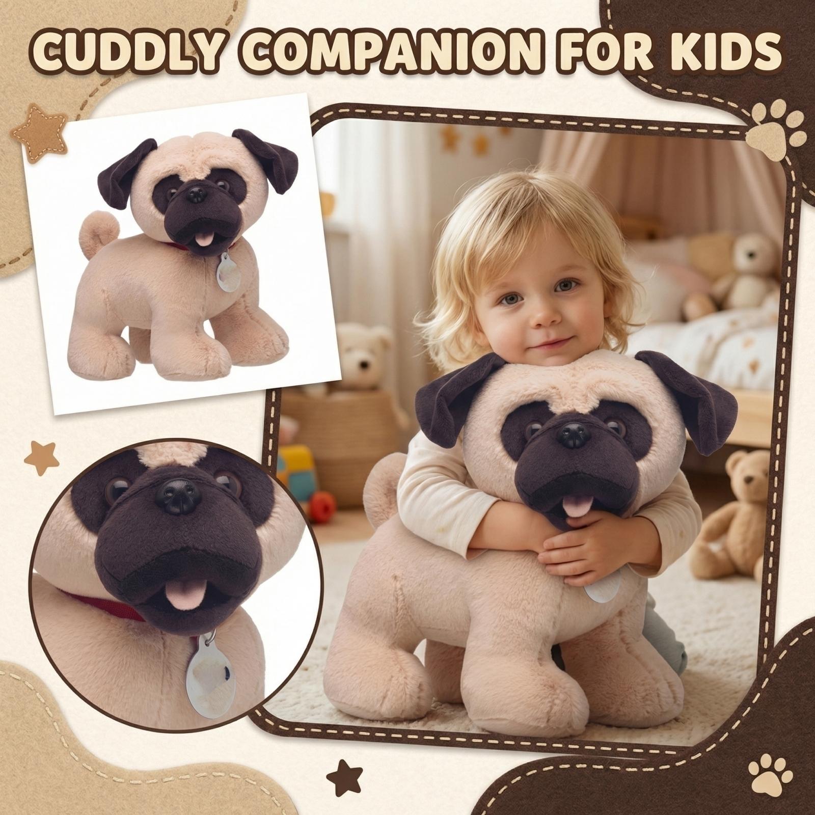 Реалистичная плюшевая игрушка мопс, кукла мопс, плюшевая игрушка собака, подарок-компаньон для ребенка One Size