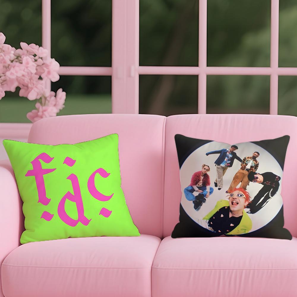 Band F-Fontaines D C Romance Cushion Cover Reversible Plush Pillow Cover – For car, sofa, bedroom, perfect as a gift.