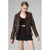 Women's Coat Stylish and Comfortable K2165 Jumbo Genuine Leather Women's Coat