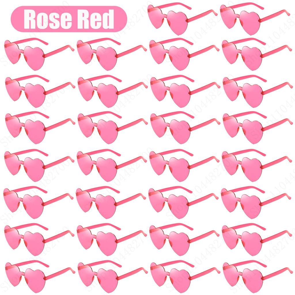 16-160Pcs Wedding Heart Shape Sunglasses Bachelorette Party Favor for Guests Fun Party Sunglasses Rimless Heart Shaped Glasses