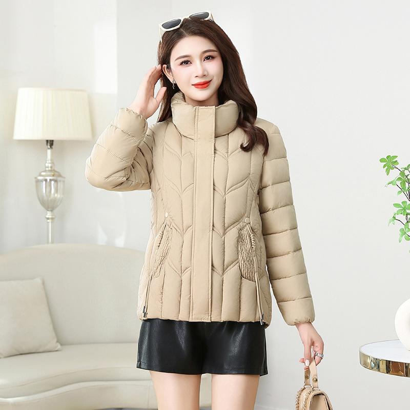 

Женская короткая зимняя модная куртка пуховая, свободного кроя, тонкая, повседневная, теплая куртка на хлопковой подкладке XL-50kg or less абрикосовый