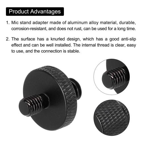 uxcell Microphone Stand Adapter, 1/4" Female to M5 Female Double-Sided Camera Screw, Aluminum Alloy, for Microphone Stand Mount, Black