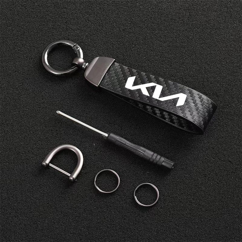 JNGO1 Brelok do kluczy samochodowych Logo Włókno węglowe Skóra Stop cynku Odznaka dla Kia Sportage Ceed Picanto Rio ProCeed Niro 5 3 4 K7 K5 K8 K3 Ray K9