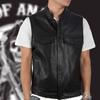 Gilet da uomo Gilet nero per abbigliamento Gilet da uomo in pelle PU Gilet con colletto alla coreana senza maniche per abbigliamento da uomo
