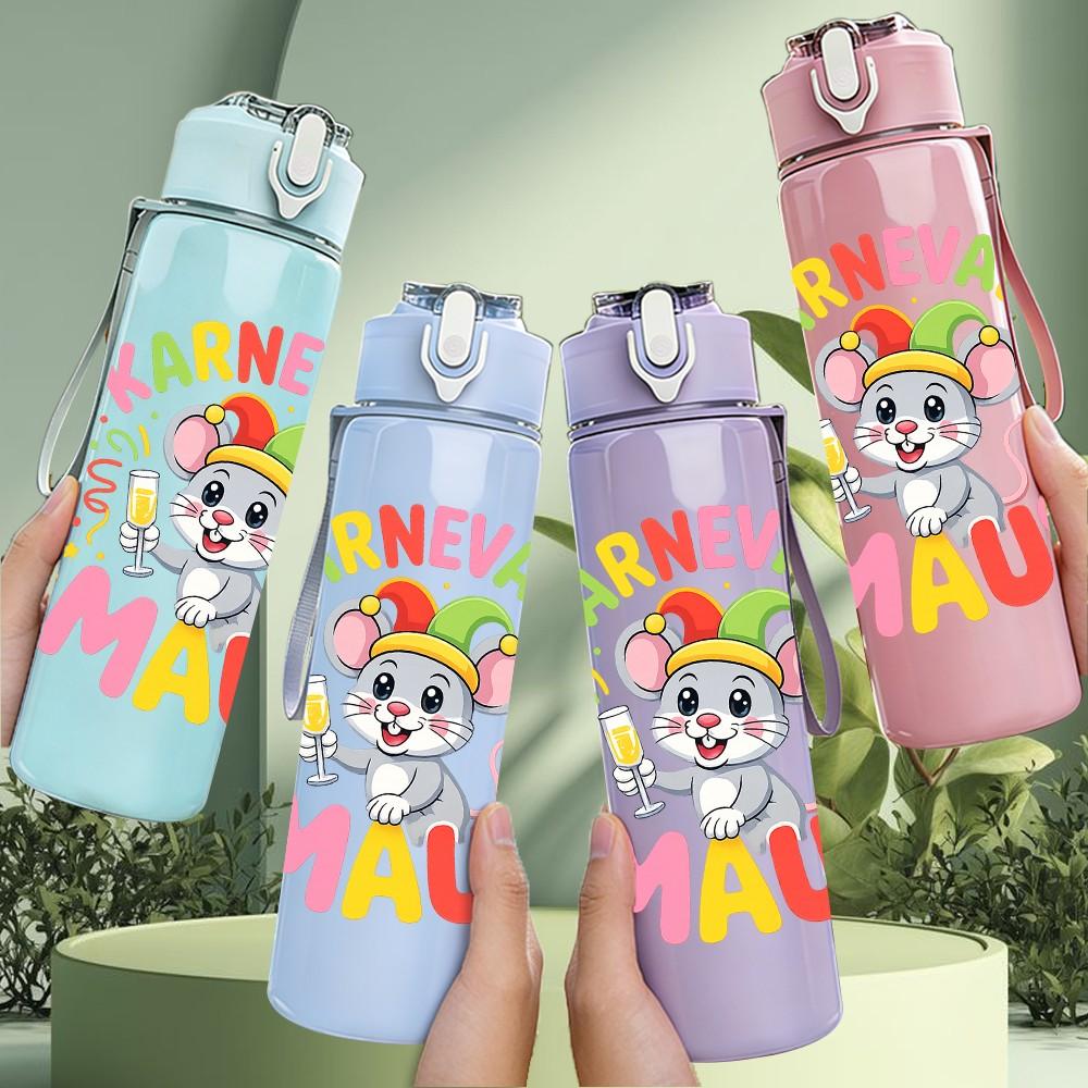 1PC Karnivals Maus Mouse Cartoon Print 750ml Color Plastic Sports Water Bottle Leakproof Flip Straw Lid Suitable for Sports Office Home Use