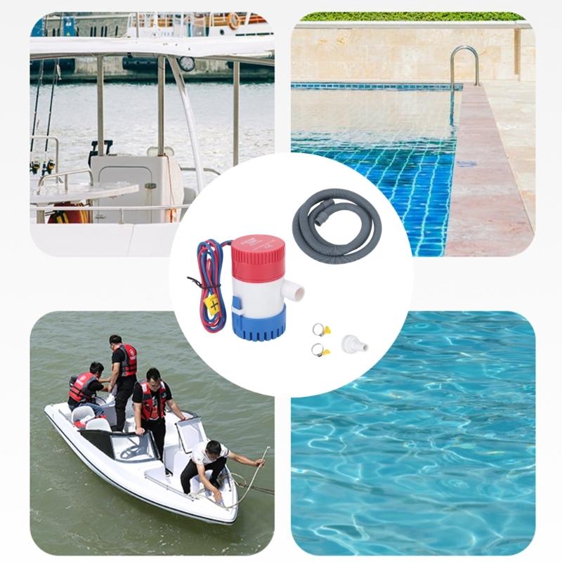 750GPH/1100GPH Submersible 12V Bilge Pump for Small Boat Drainage, Marine Water Removal Pump with ABS Housing and 3 M Lift Head