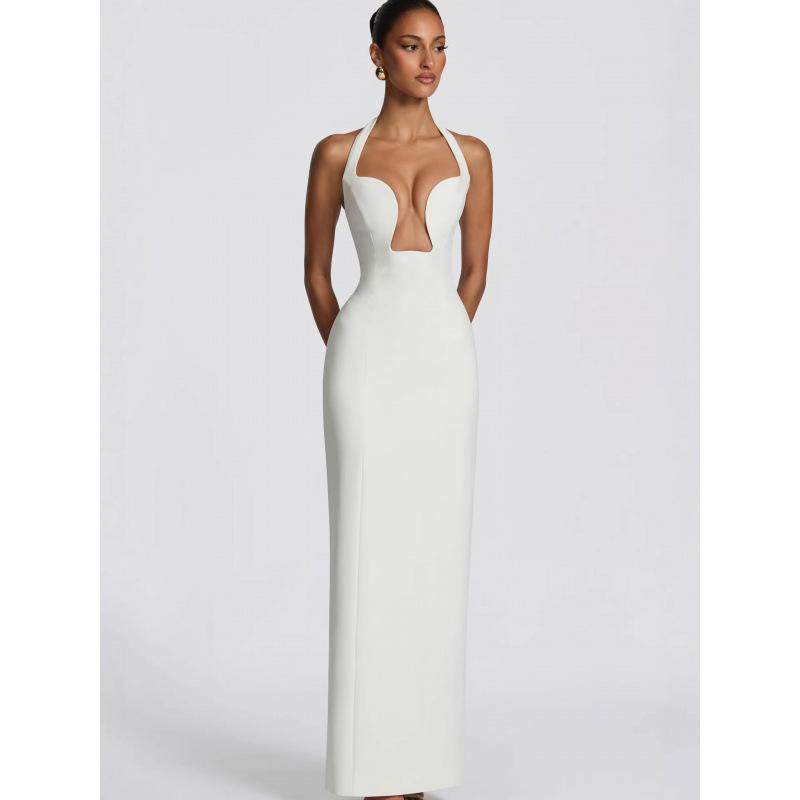 Europe and the United States 2026 New Neck-style Chest Hollow Waist Dress, Dinner Party Red Carpet Shape and Floor Dress